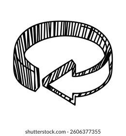 arrow hand draw round black wite design