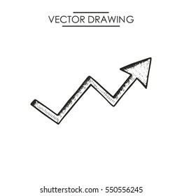 arrow hand drawing. vector illustration
