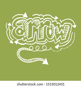 arrow hand drawn with cute text arrow doodle
