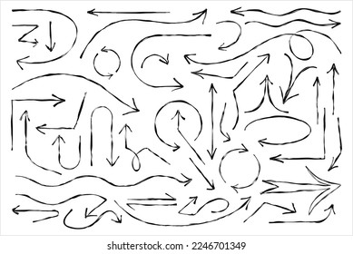 Arrow Hand Drawn Doodle Icon, Graphical Symbol, Pictogram Used To Point Or Indicate Direction Vector Art Illustration, Doodle Sketch Style