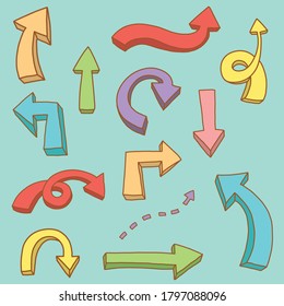 Arrow hand drawn doodle set for design