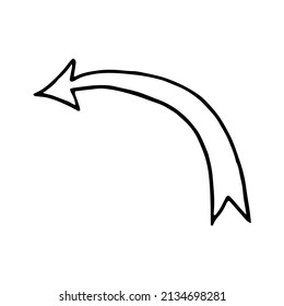 mano de flecha dibujada al estilo doodle. vector, arte de línea, nórdico, escandinavo, minimalismo, monocromo. , pegatina. dirección, puntero.