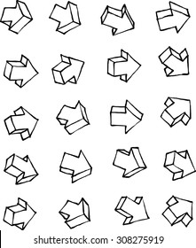 arrow hand drawn arrow icon collection over white background