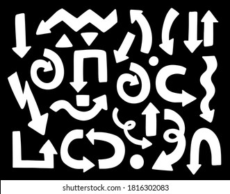 Arrow hand drawn set. Isolated collection element design.Vector illustration