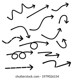 Arrow hand drawn set stock vector.