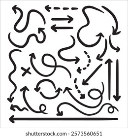 Arrow hand drawn vector set illustration