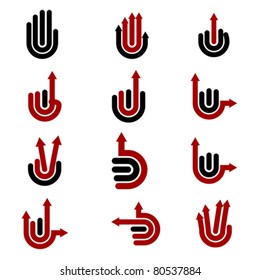 arrow Hand Gestures and signals -set of vector icons for your design
