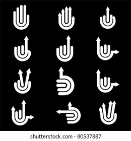 arrow Hand Gestures and signals -set of vector icons for your design