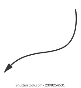 Arrow in hand sketched design. An elegant hand sketch design enriched by a black arrow, effectively guiding the viewer's gaze along a predefined path. Vector illustration.