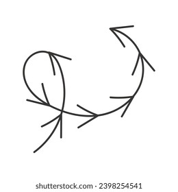 Arrow in hand sketched design. This curve hand sketch design enriched by a black arrow, effectively guiding the viewer's gaze along a predetermined path.