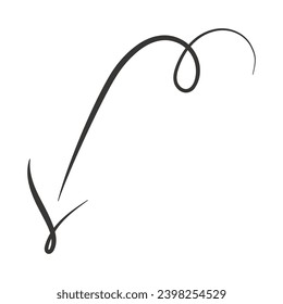 Arrow in hand sketched design. A visually captivating hand-drawn sleek black arrow plays a central role in directing the viewer's focus and flow. Vector illustration.