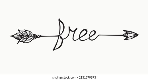 Pfeil mit handgeschriebenem Kalligraphi - frei, einfach doodle Zeichnung, Gravur