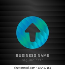 Up Arrow Head Blue,Green and Black silk fashion premium icon / Logo