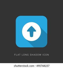 Up Arrow Head Flat blue long shadow Icon / Logo Design