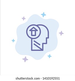 Arrow, Head, Human, Knowledge, Mind, Up Blue Icon on Abstract Cloud Background