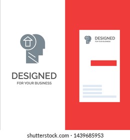 Arrow, Head, Human, Knowledge, Mind, Up Grey Logo Design and Business Card Template