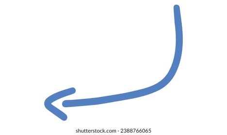 arrow head for pointer to lead direction, curve arrow down to the left