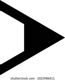 una flecha que se asemeja a la letra A. una combinación de rectángulos negros con tres cabezas de flecha.  
