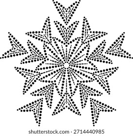 Arrow Head shaped Petals Converging to form Central Geometric Floral Design Element,  Seamless Geometric Dotted Floral Vector Illustration with Intricate Lines for Embroidery Curtains Cushion Carpet