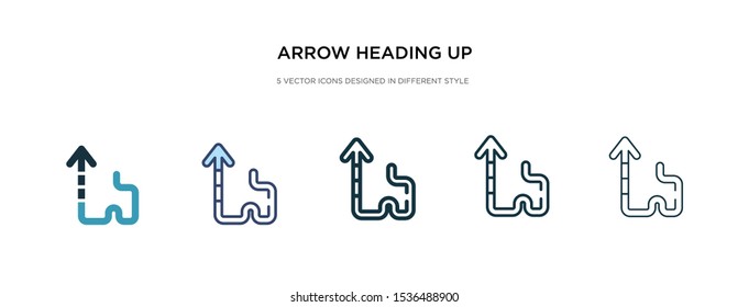 arrow heading up icon in different style vector illustration. two colored and black arrow heading up vector icons designed in filled, outline, line and stroke style can be used for web, mobile, ui