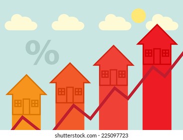 Arrow Heads, Symbolizing Rising Property, Finance, Tax Or Mortgage Rates.