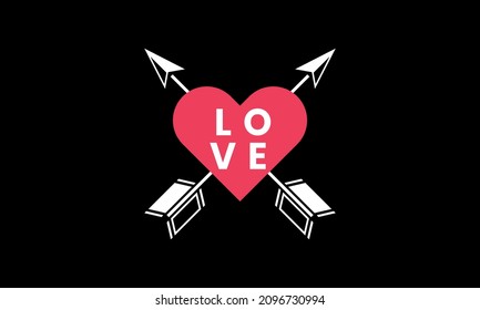 Arrow in heart in cross shape loveicon abstract monogram vector logo template