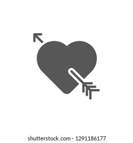 Arrow in the heart, Cupid icon. Simple glyph, flat vector of valentines day, love icons for UI and UX, website or mobile application