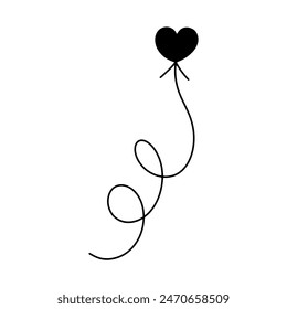 Arrow with heart. Doodle romantic element. Love vector in isolated background.