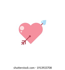 Arrow and Heart Flat Icon - Valentine's Day Elements Icon Set Vector Illustration