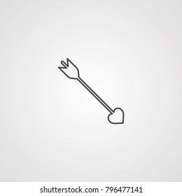 Arrow with heart flat vector icon