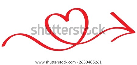 Arrow heart Hand drawn,  arrows element vector design, simple arrows isolated on white  background vector illustration.