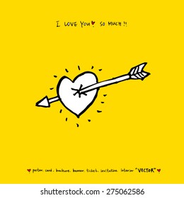 arrow / Heart / Hand drawn illustration - vector