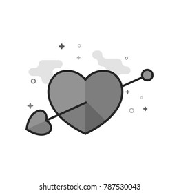 Arrow heart icon in flat outlined grayscale style. Vector illustration.