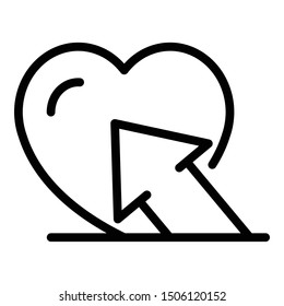 Arrow and heart icon. Outline arrow and heart vector icon for web design isolated on white background