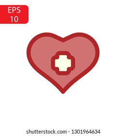 Arrow heart icon. Red Love line sign. Valentines day symbol isolated on white background. Vector illustration. romance elements. Sticker, patch badge, card for marriage, wedding - Vector