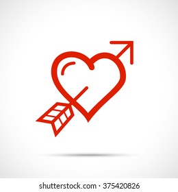 Arrow heart icon. Arrow heart sign. Arrow heart symbol. Valentine's day icon