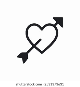 arrow with heart icon sign vector