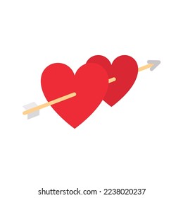 Arrow heart icon. Valentines day symbol. Romance elements. Vector illustration isolated on white background.