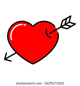 Arrow heart icon. Valentines day symbol isolated on white background