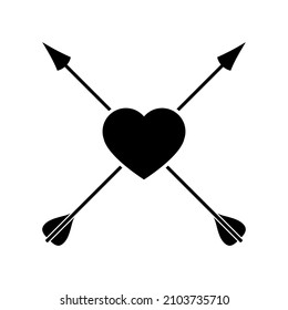 Arrow and heart icon vector. St. Valentine's Day illustration sign. love symbol. Amur logo.