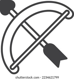 arrow with heart illustration in minimal style isolated on background