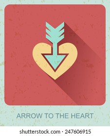 Arrow in the heart logo design template, Infinity love concept for st. Valentine day icon, Flat style, Vector illustration Eps 10