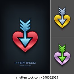 Arrow in the heart logo design template, Infinity love concept for st. Valentine day icon, Flat style, Vector illustration Eps 10