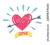 An arrow with heart and love message, vector