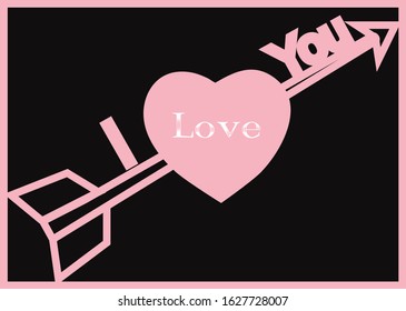 Arrow in heart with a message for valentines day - Shutterstock ID 1627728007