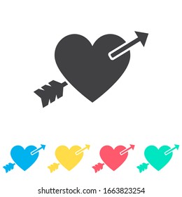 Arrow heart multi color icon set. Simple glyph, flat vector of wedding icons for ui and ux, website or mobile application
