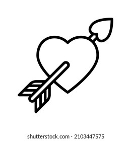 Arrow with heart. Outline icon