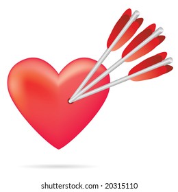 arrow heart in red tones