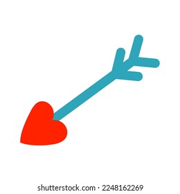 Arrow with heart shaped tip, design element for Valentines Day, vector