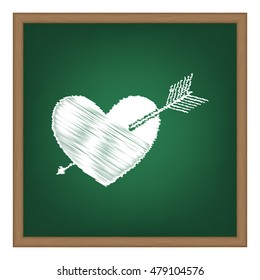 Arrow heart sign. Flat style black icon on white.